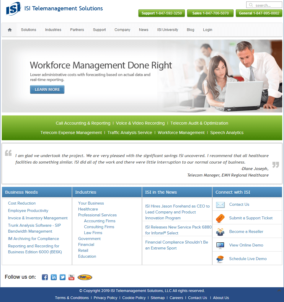 isi Telemanagement Solutions Website
